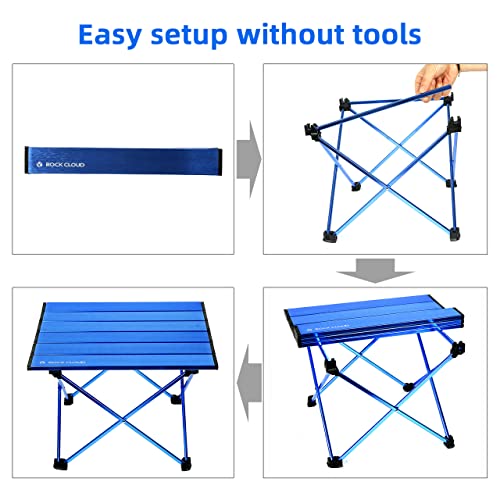 ROCK CLOUD Portable Camping Table Ultralight Aluminum Folding Beach Table Camp for Camping Hiking Backpacking Outdoor Picnic, Blue - color: Blue, size: Small
