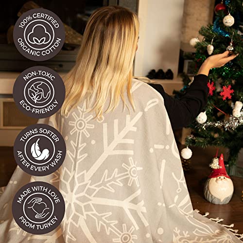 FESHKA Sand Proof Turkish Beach Towel – Oversized, Quick Dry & Lightweight Travel Towel - 100% Organic Cotton Beach Blanket - Perfect for Bath, Pool & Picnic | Snowflake (Gray) - color: 10 - Gray