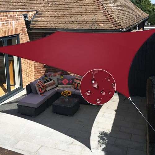 Windscreen4less 5'x6' Waterproof Sun Shade Sail Rectangle Shade Canopy Cover UV Block for Backyard Patio Deck Balcony Pergola Garden (Red) - color: Red, size: 5' x 6'