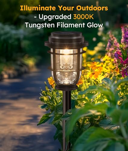 Vuees Bright Solar Pathway Lights Outdoor, 8 Pack Waterproof IP65, Auto On/Off Solar Powered Garden Lights for Yard Lawn Walkway Landscape Pool Outside - 3-in-1 Hanging, Tabletop & Stake Lighting