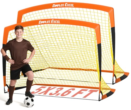 Dimples Excel Soccer Goals Kids Net for Backyard 7x5, 5x3.6, 4x3, 3x2.2 FT - style: 5'x3.6' FT, 2 Set