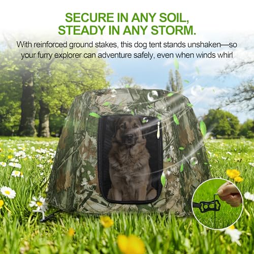 Dog Tent for Medium & Large Dogs, Pop Up Dog Enclosure, Waterproof Pet Tent with Zipper & Ground Spike, Portable Pet Playpen for Camping Beach, Puppy Tent Outdoor/Indoor 37.4x37.4x24.4 inch (Size L) - size: L 37.4x37.4x24.4 inch