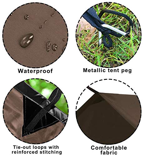 KALINCO Waterproof Camping Tarp Tent Hammock Rain Fly, 10X10FT/10X15FT, Mutifunctional Tent Footprint Lightweight Tarp for Camping, Hiking and Survival Shelter - color: Coffee-10x15ft