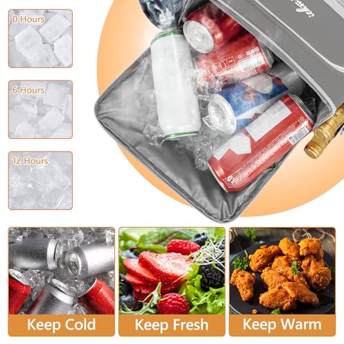 Cooler Backpack, 40 Cans Insulated Lunch Backpack Picnic Backpack for Men&Women, Durable Cooler Bag with 2 Leak Proof Compartments for Picnic, BBQ Camping, Lunch, Beach, Hiking, Gray - color: Gray