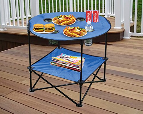 Portable Camping Side Table for Outdoor Picnic - color: Blue