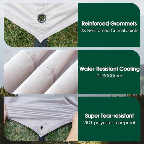 JAICOM Waterproof Hammock Rain Fly, Portable Camping Tarp - 12ft x 9.5ft Large Camp Tarp with Tent Stakes & Trap Clip & Guy Lines, Ultralight Shelter for Backpacking, Outdoor Shade - color: Khaki