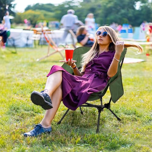 TOBTOS Ultralight Camping Chair, Portable Folding Chair Support 330 lbs, Compact Backpacking Chair with Carry Bag for Hiking Travel (Green) - color: Green