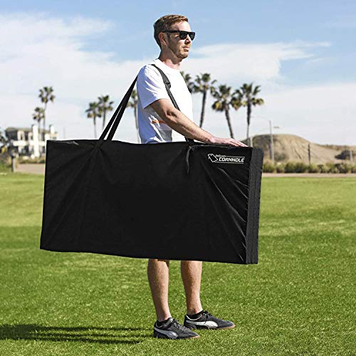 GoSports 4 ft x 2 ft Regulation Size Wooden Cornhole Boards Set with Dark Brown Finish - Includes Carrying Case - color: No Bean Bags, size: 4 ft x 2 ft