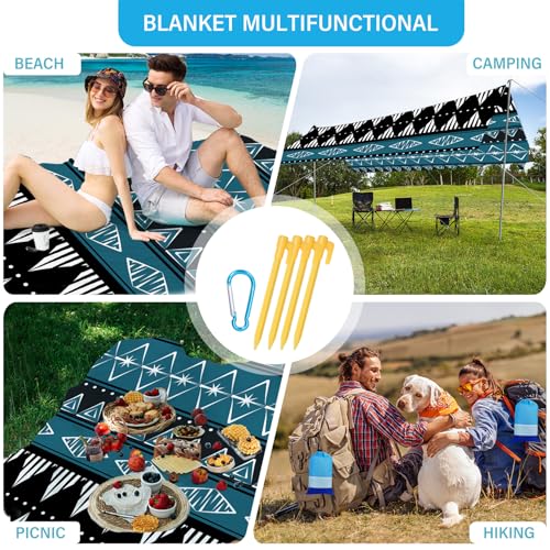 Beach Blanket 78''×81'' Suits 1-5 Adults Waterproof Sandproof Oversized Waterproof Lightweight Durable Beach Blanket Large Picnic Mat for Travel Camping Picnic - color: Boho, size: 78''x81''