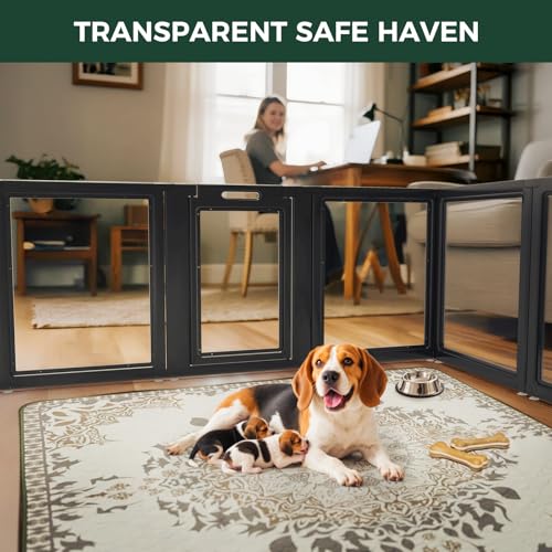 FXW AuraSpace Acrylic Indoor Dog Playpen for Medium Dogs, 35 Inch, 10 Panels, Black - color: Black, size: 35"H