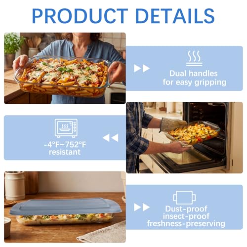 9x13 Glass Baking Dish With Lid - 3qt Glass Casserole With Carrier Insulated Bag For Hot Or Cold Food - Large Casserole Dish For Oven Potluck Party Picnic Cookouts