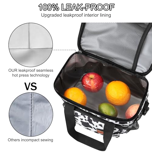 Femuar Lunch Bags for Women/Men, Insulated Lunch Bag for Work Office - Lunch Cooler Bag Leakproof Lunch Box with Adjustable Shoulder Strap - Cow print - color: Cow print, size: Medium Size