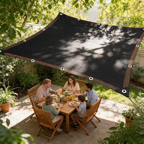 90% Shade Cloth, Dog Kennel Shade Cover, 6.5 x 10 FT Sturdy Durable Sunblock Shade Mesh Tarp with Grommets for Patio Plants Greenhouse Chicken Coop Porch - color: Black, size: 6.5 x 10 FT