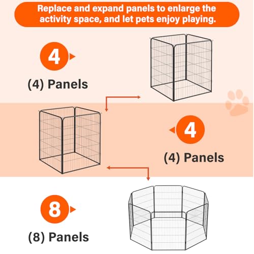 FDW Dog Playpen Dog Pen Dog Kennel 4 Panels 40 Inch Height Indoor Outdoor Folding Metal Portable Puppy Exercise Pen Heavy Duty Dog Fence for Yard Camping,Black - style: 4 Panels