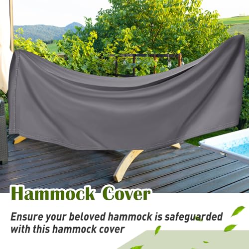 Tranqun Hammock Cover 188" W x 58" D x 20" H, Fits 14-16 ft Hammock Stand, Heavy Duty 420d Oxford Waterproof UV Resistant Outdoor Patio Cover with Adjustable Buckle Straps, Double Stitched Seam(Gray) - color: Grey