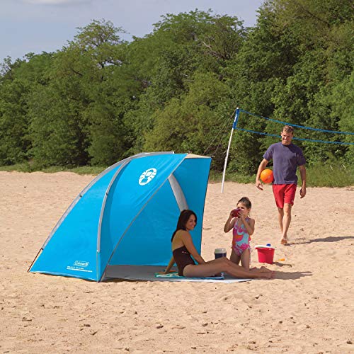 Coleman Sun Shade | Portable Beach Tent | Beach Shade with UPF 50+ Sun Protection - color: Caribbean Blue
