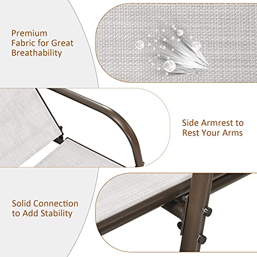 Tangkula Lounge Chair Outdoor, Patio Chaise Lounge with Adjustable Backrest, Reclining Pool Lounge Chair for Outside with Heavy Duty Steel Frame, Suitable for Beach, Yard, Balcony, Poolside - color: Light Grey
