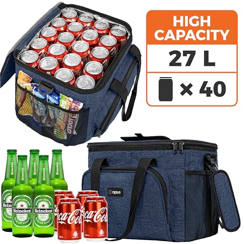 OPUX Soft Cooler Bag, Insulated Collapsible Lunch Cooler Tote for Men Work Camping Beach Travel, Portable Soft Sided Leakproof Waterproof Large Lunch Bag Box with Shoulder Strap 40 Cans, Heather Navy - color: Heather Navy, size: 40 Cans