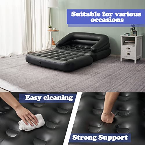 Inflatable Couch Air Sofa Bed, Blow Up Sofa for Camping Waterproof, Black - color: Black