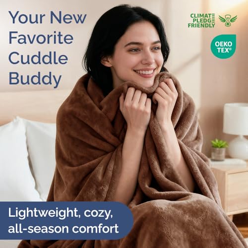 Ultra Soft Fleece Blanket King Size - Flannel Fleece Luxury King Blanket - Lightweight for Couch Bed Chair - Thick, Warm and Breathable - All Season Cozy Fuzzy, Anti-Static Microplush Bedding, Brown - color: 10 - Brown, size: King (90" x 108")