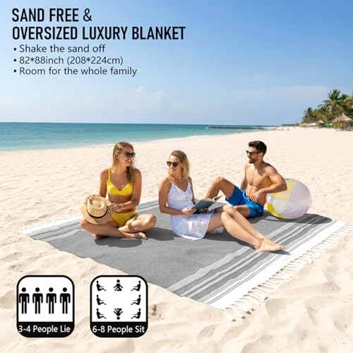 Large Throw Blanket Yoga Blanket Turkish Beach Towel Mens Birthday Gift Idea Dad Father Day Husband Brother Uncle Boyfriend Male Grandpa Him Appreciation Thank You Retirement 60th 50th 40th 30th - color: Grey Dark, size: Extra Large 82"x88"（208x224cm）