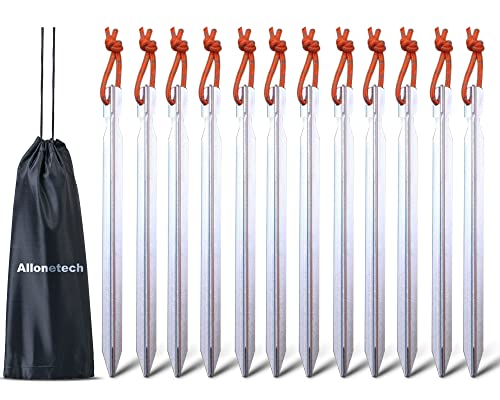 12 Pack Tent Stakes, 7075 Ground Metal Camping Aluminum Tent Pegs, Lightweight Tent Stakes Heavy Duty Spikes Camping Accessories - color: White