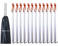 12 Pack Tent Stakes, 7075 Ground Metal Camping Aluminum Tent Pegs, Lightweight Tent Stakes Heavy Duty Spikes Camping Accessories - color: White
