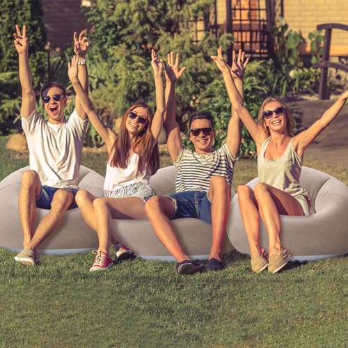 Realspring Inflatable Bean Bag Chairs Outdoor Blow up Camping Chairs Inflatable Lazy Sofa Folding Portable Bean Bag Loungers Couch for Movie Night(Coffee,4 Pcs) - color: Coffee