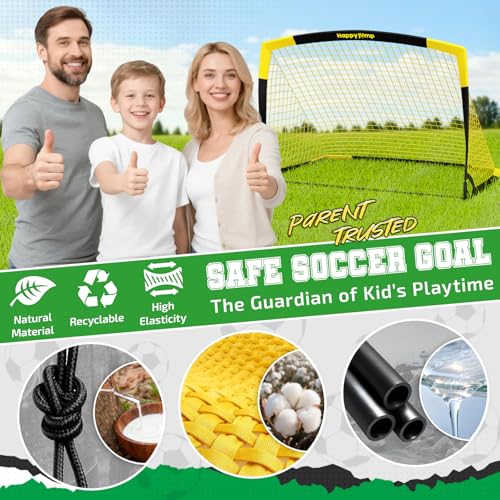 Happy Jump 7x5 FT & 5x3.6 FT Portable Soccer Goal for Youth Players Ages 6–14, Large-Frame Design Built for Long-Term Development, Easy Setup for Backyard, Park or School Training - style: 5x3.6 FT BY-1PC