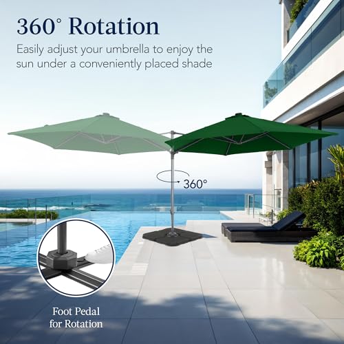Best Choice Products 10ft Offset Cantilever Hanging Market Patio Umbrella, Smooth 360° Rotation, 8 Sturdy Ribs, Easy Adjustment - Green - color: Green, size: Offset w/ 360° Rotation