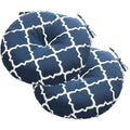 Magpie Fabrics Outdoor Round Bistro Seat Cushions with Ties, 15"x15"x4" Set of 2, Tufted Waterproof Barstool Chair Pads for Patio Home Garden Office, Geomentry Navy - color: Geomentry Navy