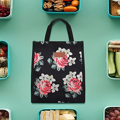 Lunch Bags for Women Insulated Reusable Lunch Tote with Internal Pocket, Lunch Tote bag for Work (Flower) - color: Flower, size: 2 pack