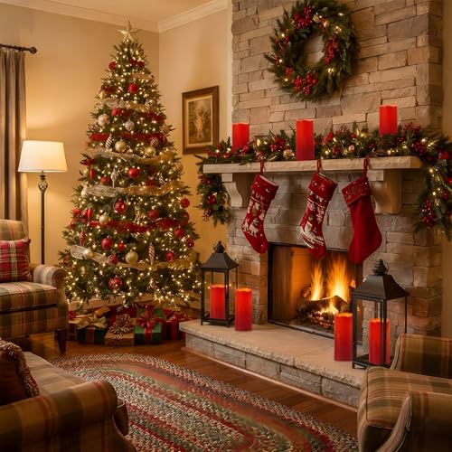 Homemory 4"x10" Burgundy Flameless Candles, Red Candles, Outdoor Waterproof Flameless Candles with Remote and Timers, Battery Operated LED Pillar Candles, Christmas Decor, Won't Melt Plastic, Set of 2 - color: Red, size: 4"x 10"