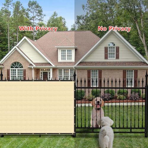 7' x 20' Custom Size Beige Privacy Screen Fence Cover Heavy Duty Fencing Mesh with Zip Tie for Deck, Patio, Backyard, Outdoor Pool, Porch, Railing - We Can Make Custom Sizes