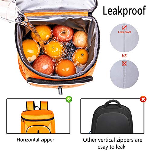 FORICH Soft Cooler Backpack Insulated Waterproof Backpack Cooler Bag Leak Proof Portable Small Cooler Backpacks to Work Lunch Travel Beach Camping Hiking Picnic Fishing Beer for Men Women - color: Orange