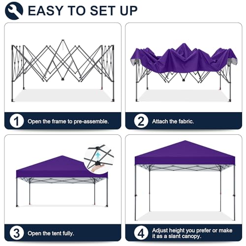 COOSHADE Durable Easy Pop Up Canopy Tent 10x10Ft, Purple - color: Purple, size: 10x10Ft
