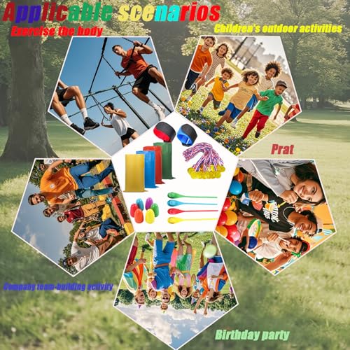 （24pcs） Outdoor Sports, Potato Bag Race Bag, Egg Spoon Relay Race, Three-Legged Race Belt, Birthday Parties, School Days, Family reunions, Outdoor fairs, lawns, Easter, Autumn Festival Game Supplies.