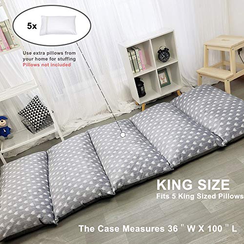 ICOPUCA Floor Lounger Pillow casing for boy Girl, Soft Minky Plush, Arrow Print, Cover/Sleeve/Casing ONLY! Perfect Reading and Watching TV Cushion - Excellent for Sleepovers, King Size; - color: Grey, size: King (Pack of 1)