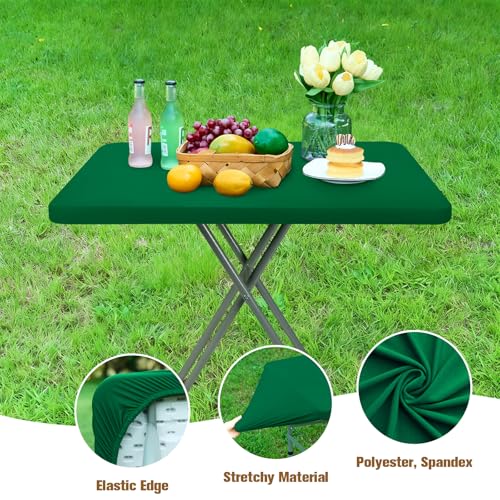 NEWISHER Green Rectangular Tablecloth 20x30 Inch Elastic Stretch Spandex Polyester Table Cover for Dining, Picnic, Camping Indoor and Outdoor - color: Green, size: 30" x 20" (Rectangular)