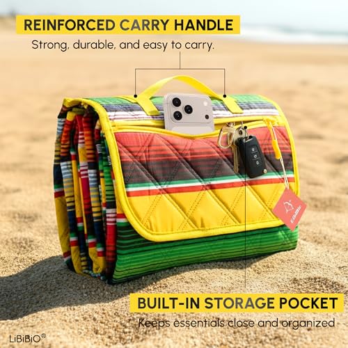 NEW 2026 Mexican Style XL Beach Blanket, Soft 3-Layers Thick Mat, Sand Free, Waterproof, Easy Fold