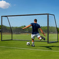MOPHOTO Soccer Goal, 6X4/8x6/10x6.5/12x6/16x7/18.5x6.5/21x7/24x8ft Soccer Goals for Backyard, Full Size Soccer Goal for Teens & Adults Training - size: 21x7FT, style: Alloy Steel-Black