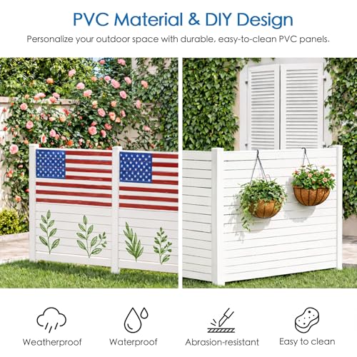 Kozyard 50" W x 48" H Outdoor Privacy Screens Aluminum Post, Air Conditioner Fence Panels, Pool Equipment Enclosure, Trash Can Screens Fence Kit for Outside Backyard Patio (White/3 Panels) - color: White/3Panels