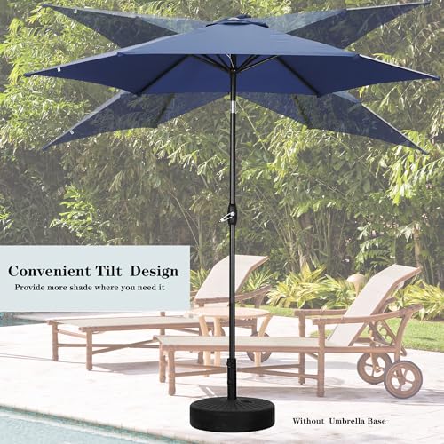 HYD-Parts 9FT Patio Umbrella Outdoor Table Umbrella,Market Umbrella with Push Button Tilt and Crank for Garden, Lawn, Deck, Backyard & Pool, No Base (Navy Blue) - color: Navy Blue, size: Umbrella Only