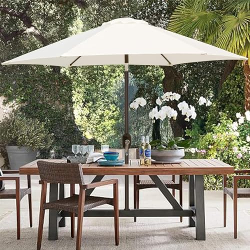 Blissun 7.5 ft Patio Umbrella, Yard Umbrella, Outdoor Market Umbrella with Push Button Tilt Crank (Creamy White) - color: Light Beige