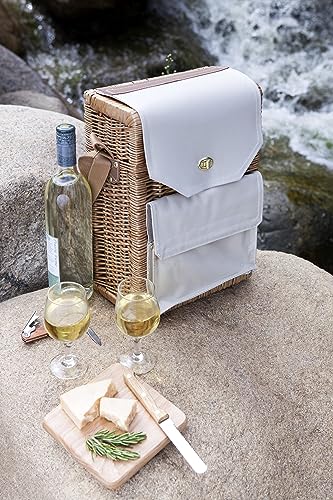 PICNIC TIME Corsica Wine and Cheese Picnic Basket - Tote Bag - Gift for Wine Lovers, (Beige Canvas), 12 x 7 x 17 (Pack of 2) - size: 9.75 x 6.5 x 13.75 (Pack of 2), style: Corsica Wine & Cheese Picnic Basket, 2-Bottle Wine Carrier
