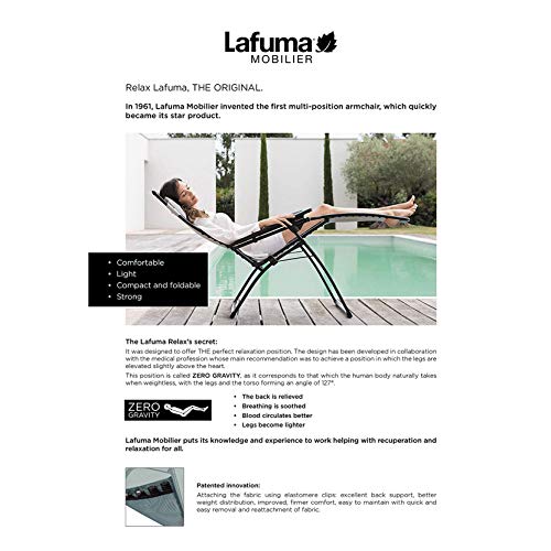Lafuma Futura Zero Gravity Patio Recliner with Alloy Steel Material and Patented Clip Suspension System for Reclining Patio Chairs, Ocean Blue - color: Blue (Ocean), style: Futura Zero Gravity