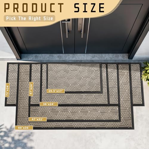 Yimobra Large Door Mat 36x24, All-Weather Waterproof Non-Slip Welcome Matt Outdoor, Heavy Duty Non Slip Doormat for Entryway for Patio and Garage Indoor, Easy Clean, Beige - color: Beige, size: 36x24 Inch