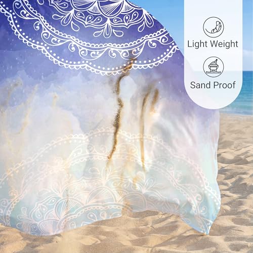 Sunlit Silky Soft Sand Proof Beach Blanket 106"x81" / 85"x72" Sand Proof Mat with Corner Pockets and Mesh Bag for Beach Party, Travel, Camping and Outdoor Music Festival, Mandala - color: Blue Violet, size: 106"x81"