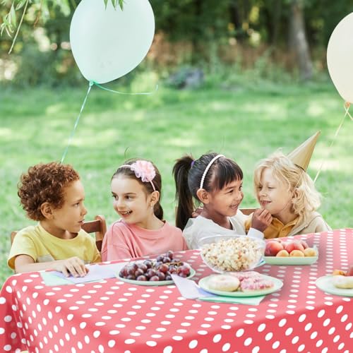 2 Pack Pink Polka Dot Tablecloth,Pink and White Tablecloths Disposable Plastic Rectangular Picnic Table Cover,Suitable for Rectangular Tables(54 x 108 Inches) - color: Polka Dot Pink, size: 54" x 108" Rectangular (2 Pack)