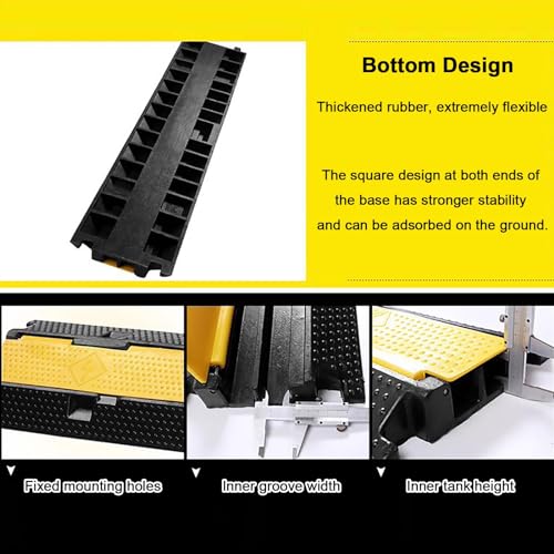 Cable Protector Ramp, 2 Channel, Driveway Hose Protector, Prevent Trip Hazard for Home Office or Outdoor Settings, Rubber Cable Cover with Yellow Plastic Lid, for Indoor&Outdoor (Color : 3 Pack) - color: 3 Pack